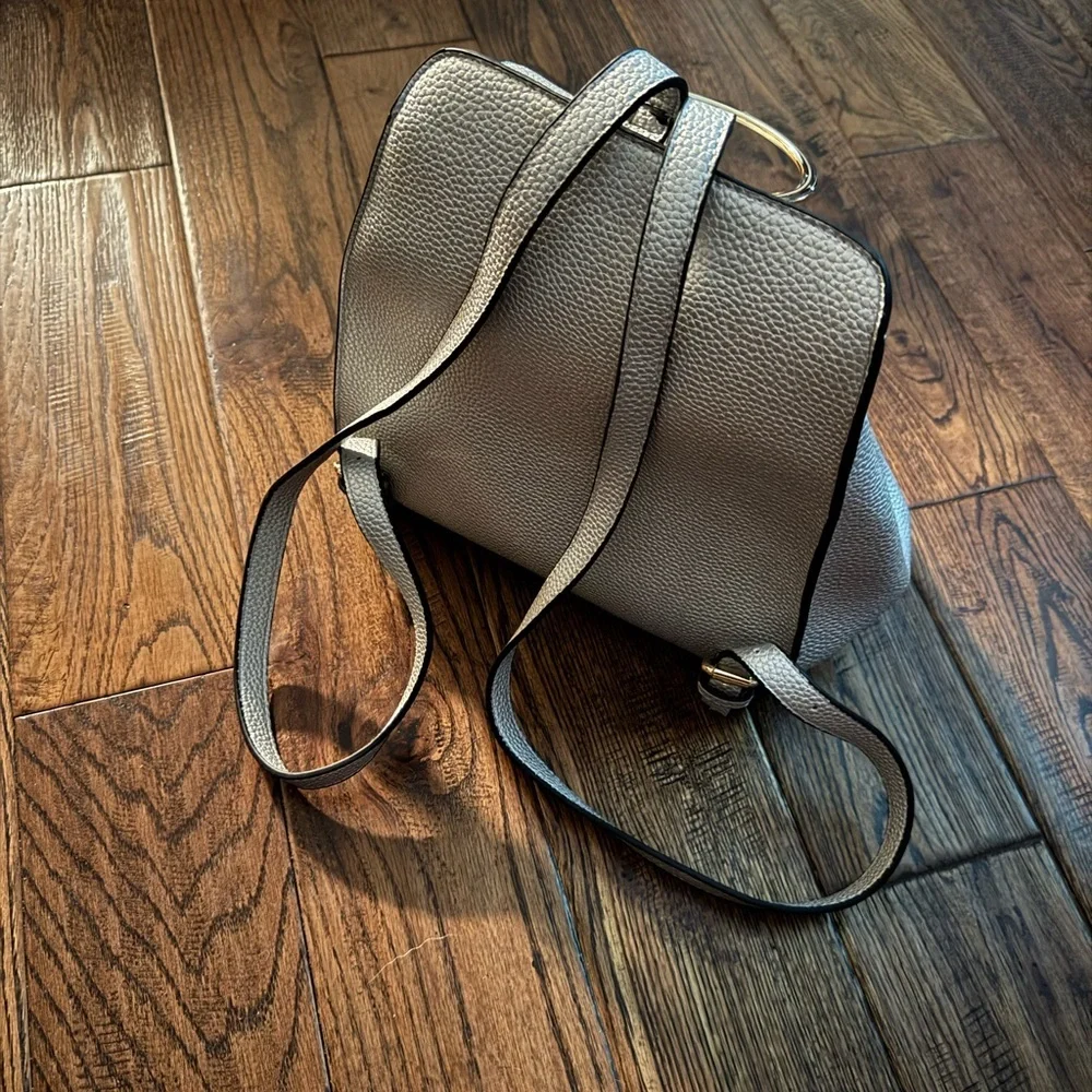 Elegant Gray Backpack with Silver Accent